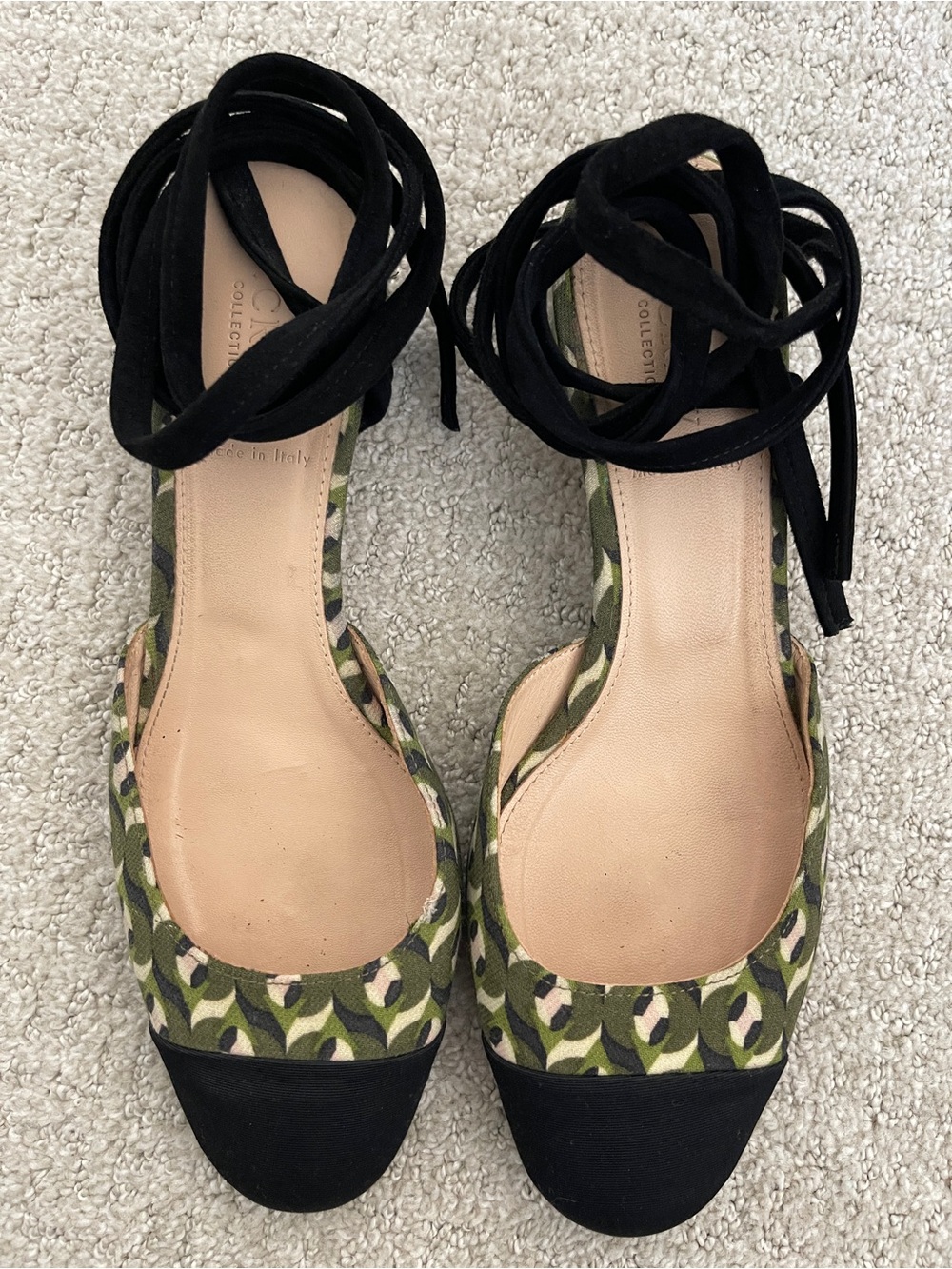 J Crew Collection Ratti Print Cap Toe Ankle Tie Pump 9.5